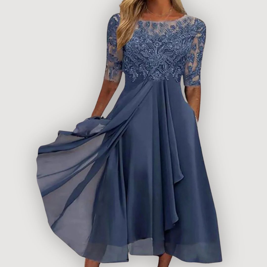 Vivienne™ Lace Midi Dress | Graceful Elegance & Timeless Sophistication