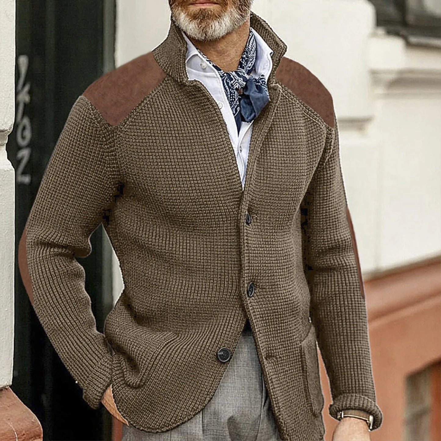 Todd™ | Collared Knit Open Cardigan