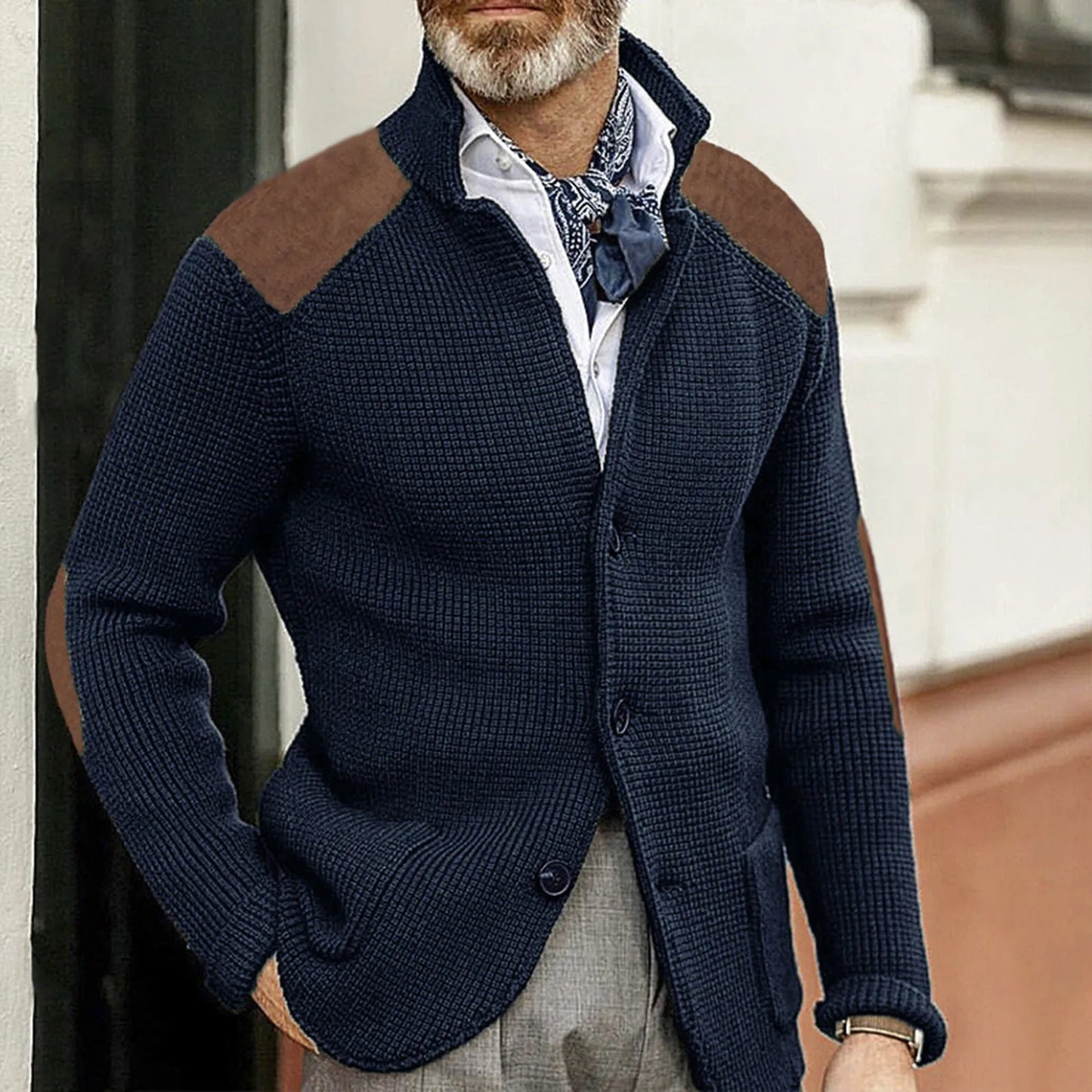 Todd™ | Collared Knit Open Cardigan