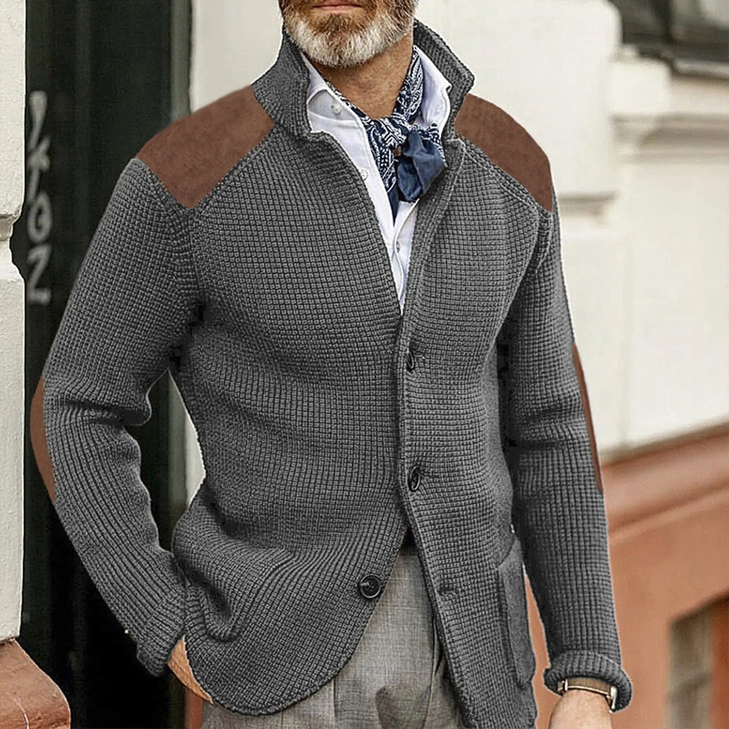 Todd™ | Collared Knit Open Cardigan