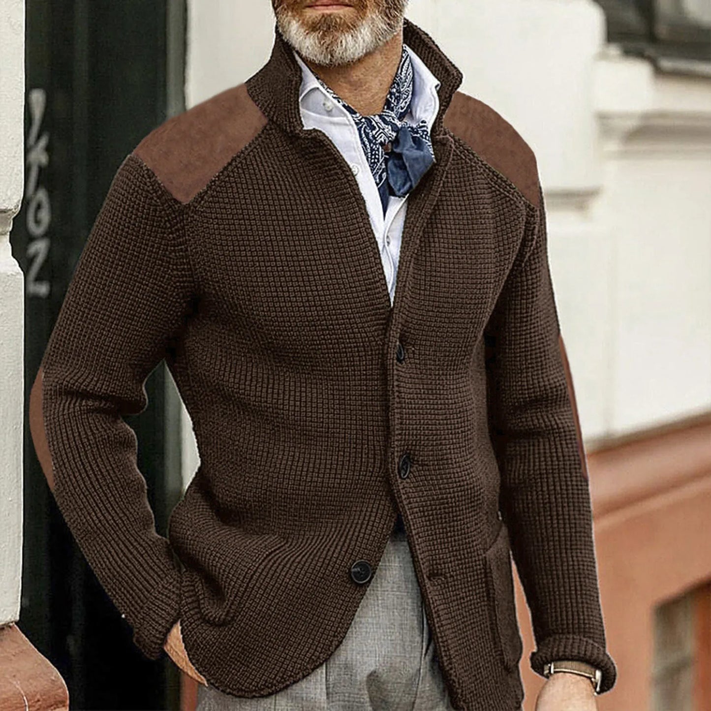 Todd™ | Collared Knit Open Cardigan