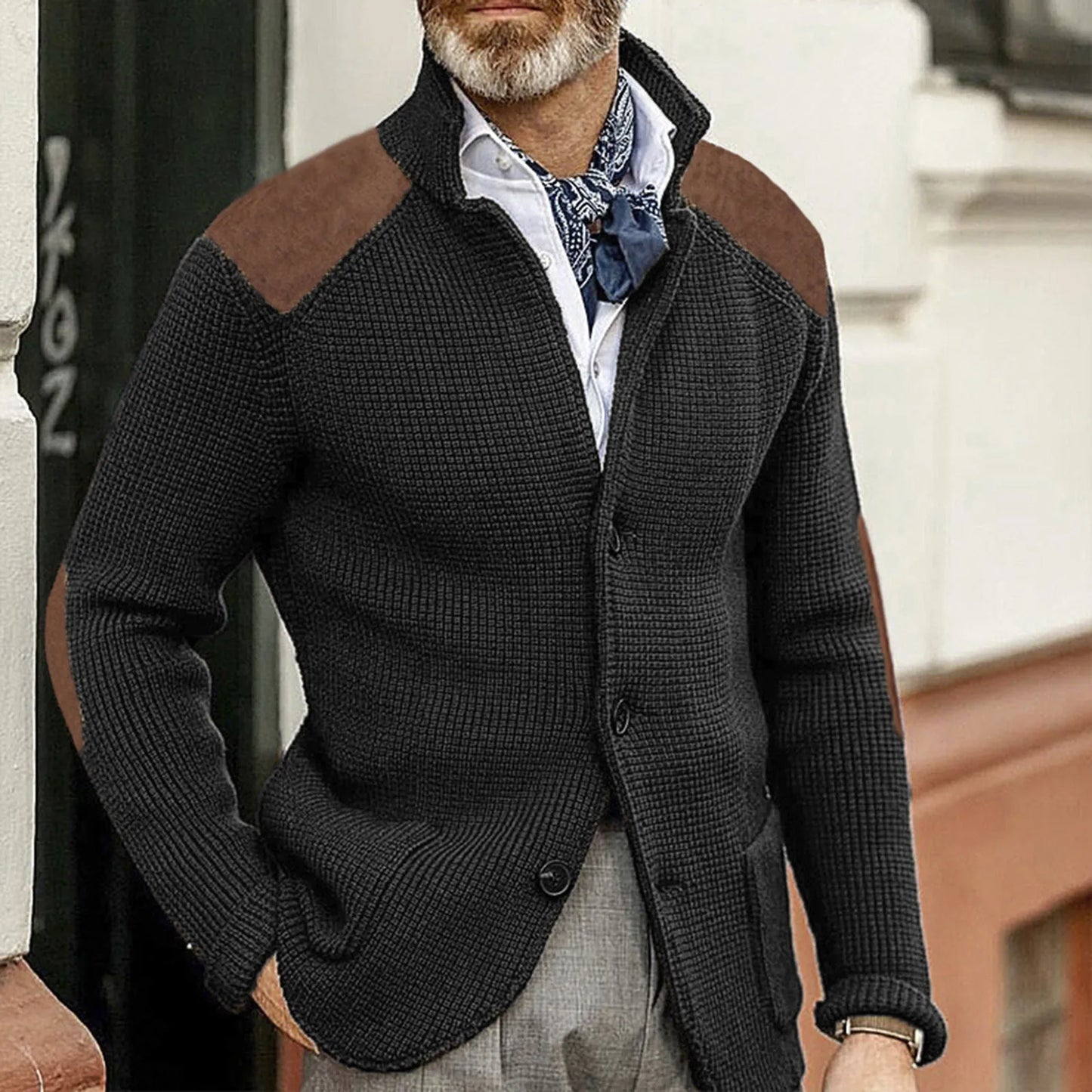 Todd™ | Collared Knit Open Cardigan
