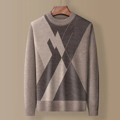 Evan™ | Plaid Knit Round Neck Sweater