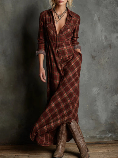 Valérie™ Plaid Maxi Shirt Dress | Timeless Charm, Effortlessly Elegant