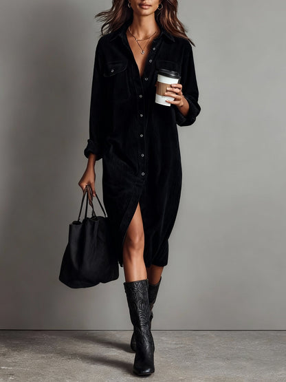 Marielle™ Corduroy Shirt Dress | Relaxed Elegance for Every Day