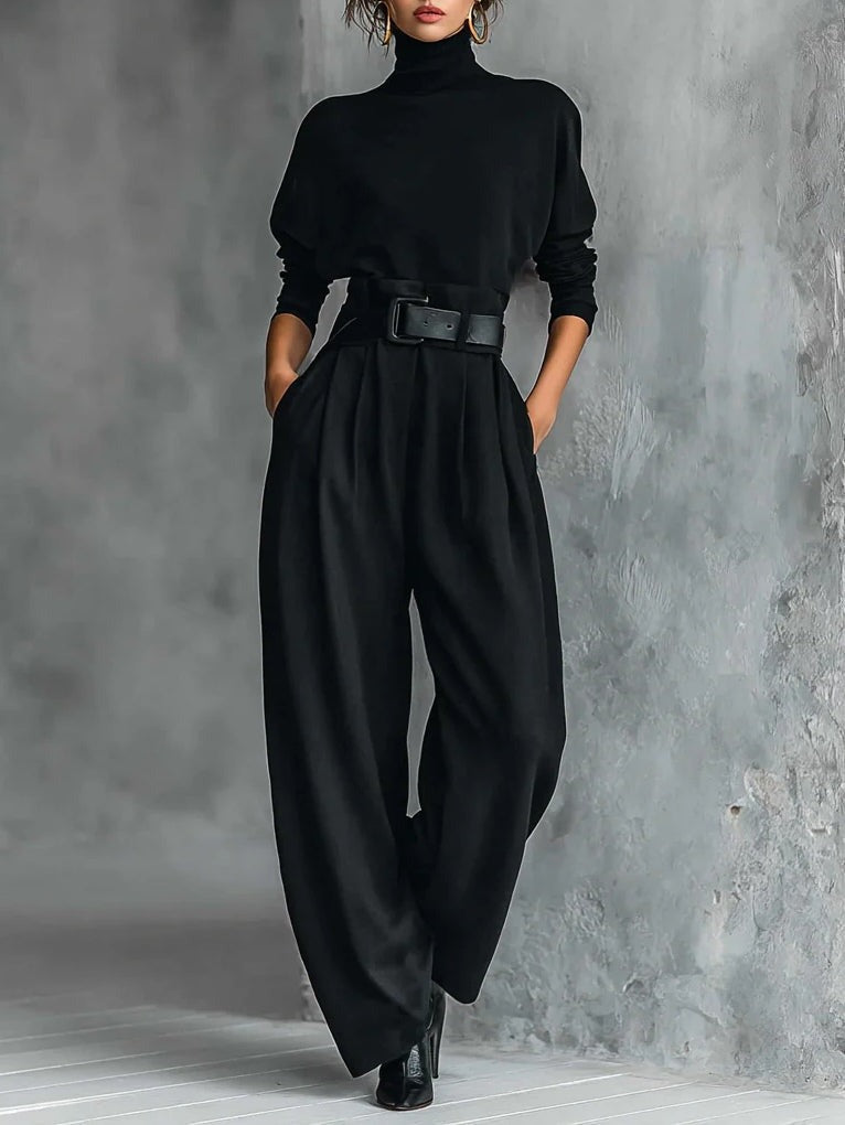 Fleur | Set with a Turtleneck Sweater and Straight-Leg Pants
