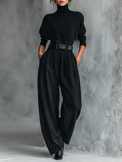 Fleur | Set with a Turtleneck Sweater and Straight-Leg Pants