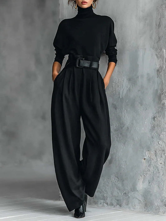 Fleur | Set with a Turtleneck Sweater and Straight-Leg Pants